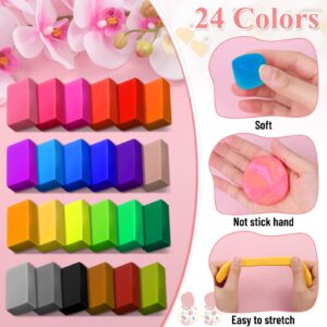 Polymer Clay Earring Making Kit- 30 Clay Earring Cutters, 24 Color Polymer Clay, 8 Circle Cutters, Rollers, B7000 Glue, 640 PCS Earring Making Tools Accessories for Jewelry DIY (Instructions Include)