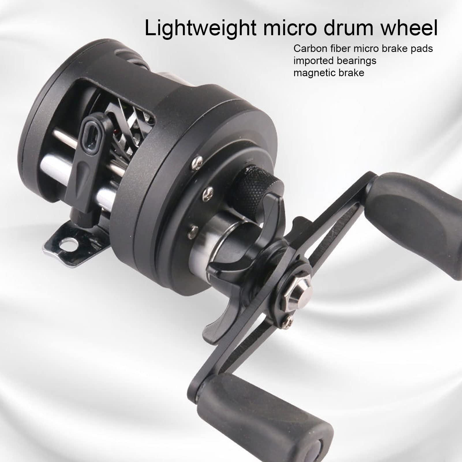 Round Baitcasting Reel, 6.2 : 1 Gear Ratio, Metal Body Lure Fishing Drum Wheel, Bearing, Magnetic Brakes, Micro Object Baitcaster Fishing Reel (DKS50 Right Hand)