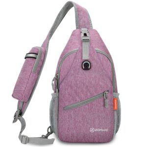 zomake small sling bag-travel sling backpack, waterproof hiking cycling crossbody sling pack for men women(purple)