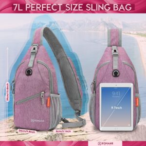 ZOMAKE Small Sling Bag-Travel Sling Backpack, Waterproof Hiking Cycling Crossbody sling pack for Men Women(Purple)