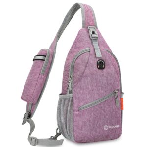 ZOMAKE Small Sling Bag-Travel Sling Backpack, Waterproof Hiking Cycling Crossbody sling pack for Men Women(Purple)