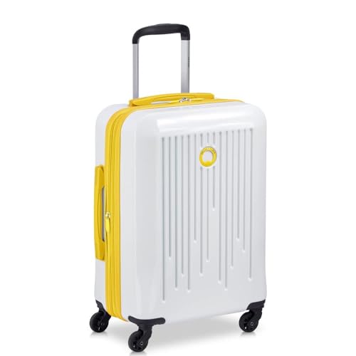 DELSEY Paris Christine Hardside Expandable Luggage with Spinner Wheels, White with Yellow Trim, 3 Piece Set (20/24/28)