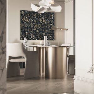 Dimoon 393"x16.1" Black Golden Delicate Floral Peel and Stick Wallpaper Thicken Waterproof Leaf Vintage Flower Contact Paper Self Adhesive Wallpaper Removable Wall Paper Shelf Liner Decal Vinyl Roll