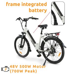 ComfyGO Soleil Electric Bike,Motor Ebikes,Electric Bicycle for Adults,Bicicleta Electrica para Adultos,Road City Bike,500 W 26 * 1.95" Fat Tire E Bikes,Up to 40 Miles Per Charge,22 Mph Ebike