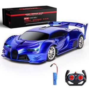 kulariworld remote control car 1/18 rechargeable high speed rc cars toys for boys girls vehicle racing hobby with headlight xmas birthday gifts for kids (blue)