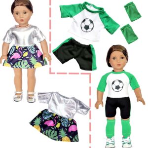 Srua Don 18 Inch American Doll Clothes and Accessories - 18" Doll Clothes Outfits Including 8 Complete Set Toys Doll Dress and 2 Pairs Shoes, 20 Pcs/Set Doll Accessories with Cap, Underwear, Hair Clip