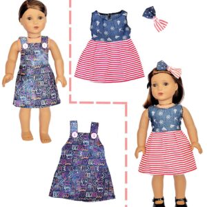 Srua Don 18 Inch American Doll Clothes and Accessories - 18" Doll Clothes Outfits Including 8 Complete Set Toys Doll Dress and 2 Pairs Shoes, 20 Pcs/Set Doll Accessories with Cap, Underwear, Hair Clip