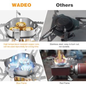 WADEO 6800W Windproof Camping Gas Stove, Small Camping Stove with Piezo Ignition, 1LB Propane Tank Adapter, Butane Adapter for Outdoor Cooking, Picnic, Camping and Hiking