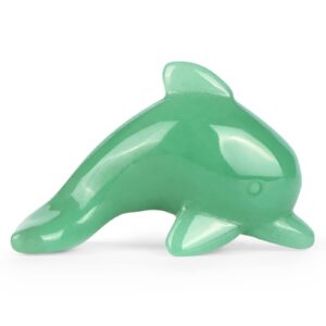 hxswkk 2.5" green jade crystal dolphin statue crystal dolphin figurine collectibles,dolphin gifts for women, sea animal sculpture, home office desk decoration ornaments green aventurine