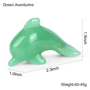 Hxswkk 2.5" Green Jade Crystal Dolphin Statue Crystal Dolphin Figurine Collectibles,Dolphin Gifts for Women, Sea Animal Sculpture, Home Office Desk Decoration Ornaments Green Aventurine