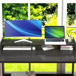 WOODYNLUX Computer Desk with Shelves, 43 Inch Gaming Writing Desk, Study PC Table Workstation with Storage for Home Office, Living Room, Bedroom, Metal Frame, Black.