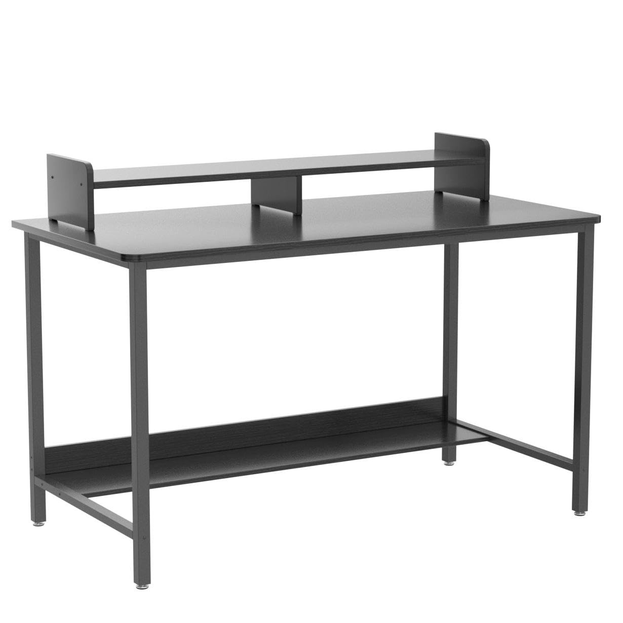 WOODYNLUX Computer Desk with Shelves, 43 Inch Gaming Writing Desk, Study PC Table Workstation with Storage for Home Office, Living Room, Bedroom, Metal Frame, Black.