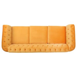 AVZEAR 3 seat Sofa, Velvet Sofa Living Room Sofa Large Sofa Modern Chesterfield Fabric Modern 3 Seater Couch Furniture Classic Tufted Chesterfield Settee Sofa, Yellow