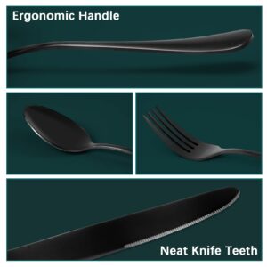 Briout Matte Black Silverware Set, Stainless Steel Cutlery Set Service for 4, Black Flatware Utensil Set include Fork Knife Spoon for Kitchen Home Restaurant, Premium Tableware