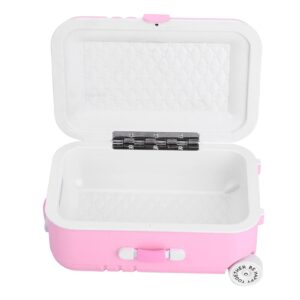 Baby Suitcase Play Toy, Cute Mini Travel Suitcase Box Plastic Rolling Suitcase Mini Luggage Box Play Accessoriespiece 15.5 x 10.5 x 7cm (Pink)