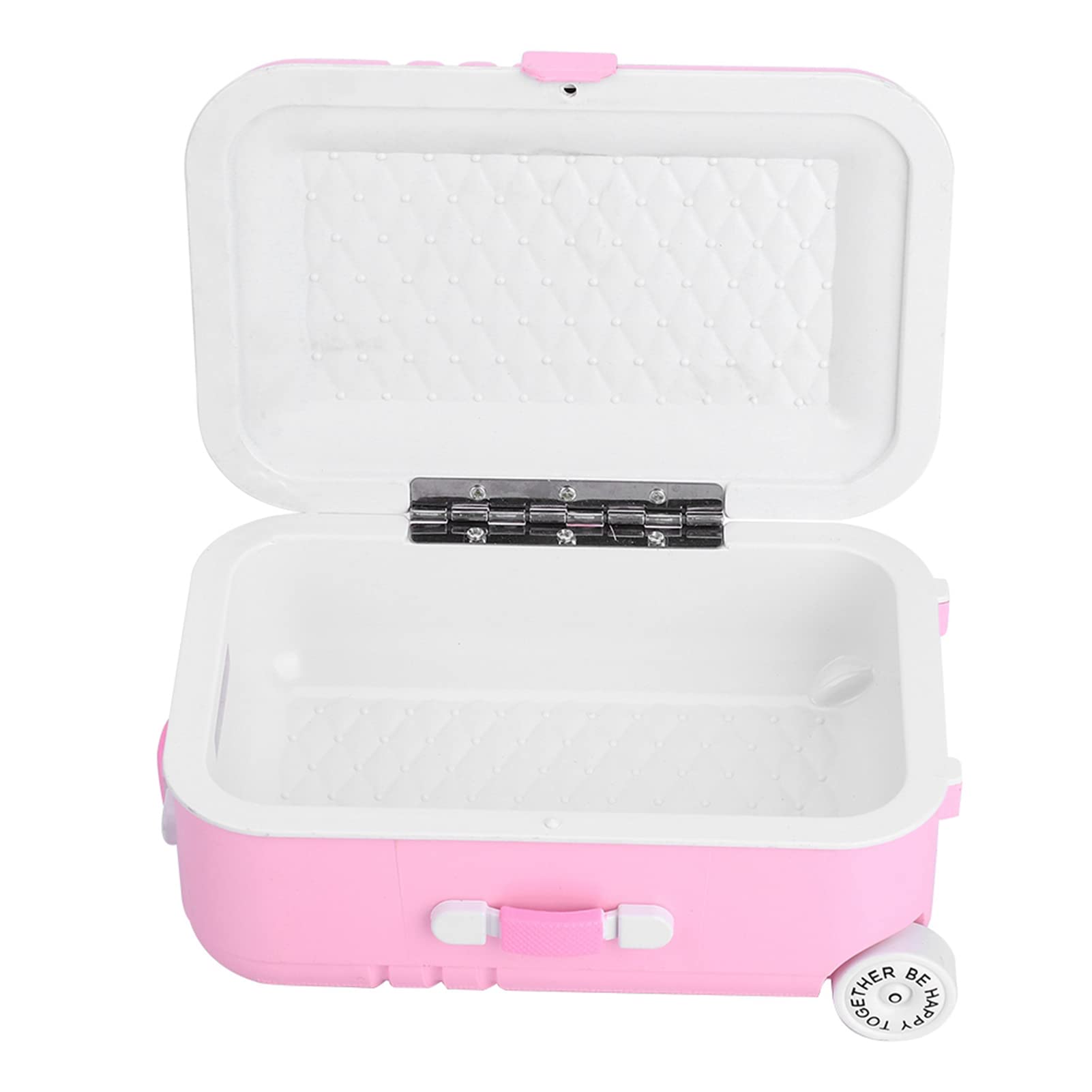 Baby Suitcase Play Toy, Cute Mini Travel Suitcase Box Plastic Rolling Suitcase Mini Luggage Box Play Accessoriespiece 15.5 x 10.5 x 7cm (Pink)