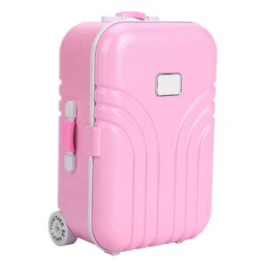 Baby Suitcase Play Toy, Cute Mini Travel Suitcase Box Plastic Rolling Suitcase Mini Luggage Box Play Accessoriespiece 15.5 x 10.5 x 7cm (Pink)