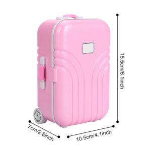 Baby Suitcase Play Toy, Cute Mini Travel Suitcase Box Plastic Rolling Suitcase Mini Luggage Box Play Accessoriespiece 15.5 x 10.5 x 7cm (Pink)