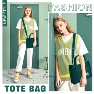 Corduroy Tote Bag for Women Small Satchel Bag Mini Tote Bag Aesthetic Crossbody Bag Handbag - School Work Travel Shopping(Dark Green)