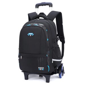 LANSHIYA Boys Rolling Backpack Elementary Middle School Students Bookbag with Wheel Teens Trolley Removable Schoolbag