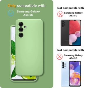 YENAPOON for Samsung Galaxy A54 5G Case and 2 Pack Tempered Glass Screen Protector, Slim Liquid Silicone Shockproof Protective Case - Mint Green