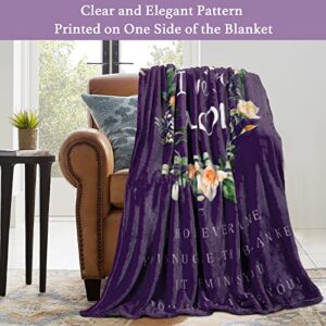 Mom Birthday for Mom Blanket from Daughter Son, Super Soft, Warm and Comfy, I Love You Mom Blanket, Flower Women Throw Blanket 60" x 50", Purple