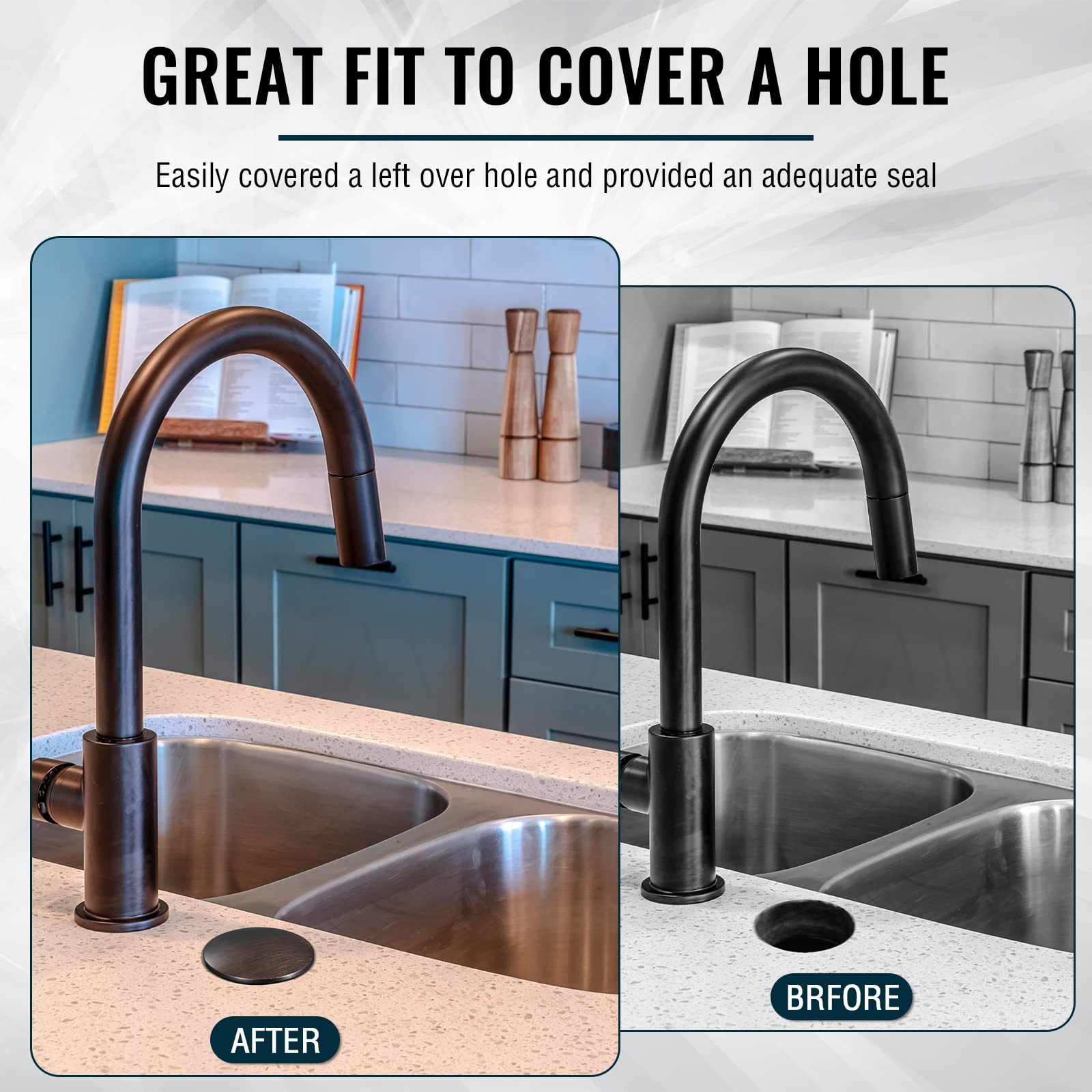 2 Inch Kitchen Sink Hole Cover Faucet Hole Cover Stainless Steel Kitchen Sink Tap Hole Plate Stopper Cover Blanking Metal Plug(Oil Rubbed Bronze)