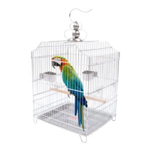 20" Parrot Bird Cage Parakeet Open Stand Large Metal Bird Flying Cage Bird Flight Steel Birdcage Pet House with Rolling Stand for Small Birds Conure Cockatoo Sparrow Macaw