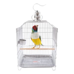 20" Parrot Bird Cage Parakeet Open Stand Large Metal Bird Flying Cage Bird Flight Steel Birdcage Pet House with Rolling Stand for Small Birds Conure Cockatoo Sparrow Macaw