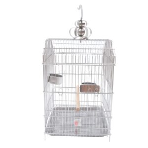 20" Parrot Bird Cage Parakeet Open Stand Large Metal Bird Flying Cage Bird Flight Steel Birdcage Pet House with Rolling Stand for Small Birds Conure Cockatoo Sparrow Macaw