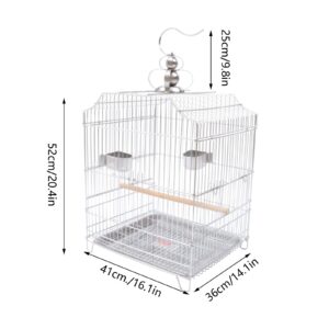 20" Parrot Bird Cage Parakeet Open Stand Large Metal Bird Flying Cage Bird Flight Steel Birdcage Pet House with Rolling Stand for Small Birds Conure Cockatoo Sparrow Macaw