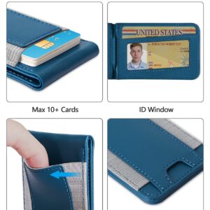 2-in-1 Magsafe Wallet, Up-grade with iPhone Wallet and Adjustable Stand, Open ID Window, Magnetic Wallet for iPhone 15/14 Pro Max/14 Pro/14/14 Plus/13/12 Series, 9 Cards Holder, Vegan Leather, Blue