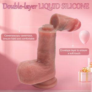 Realistic Dildos for Beginners, Soft Silicone Dildo with Strong Suction Cup for Hands-Free Play, 7.3 Inch Lifelike Dildo with Balls for G-Spot Stimulation, Adult Sex Toys for Women & Couple