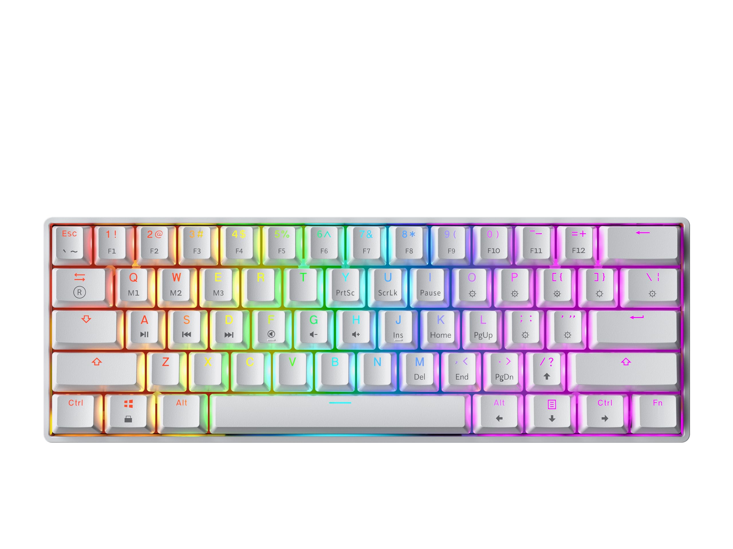 GK61 Mechanical Gaming Keyboard - 61 Keys Multi Color RGB Illuminated LED Backlit Wired Programmable for PC/Mac Gamer (Gateron Optical Yellow, White)