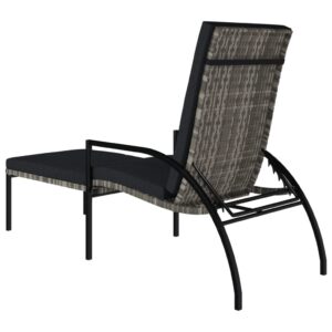 KTHLBRH Sun Lounger with Footrest PE Rattan Gray,Outdoor Patio Chaise Lounge Chair, Outdoor Recliner Lounge Chair Sun Loungers,for Garden, Balcony