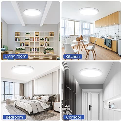 DEALGADGETS Flush Mount Ceiling Light Fixtures,24W Flat led Light for Ceiling,6000K 2200LM Ultra Thin Round White Lamp for Bedroom Kitchen,Bathroom,Garage,Living Room, Dining Room