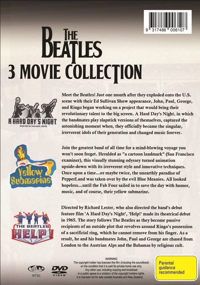 The Beatles - 3 Movie Collection - Yellow Submarine / HELP! / A Hard Day's Night - DVD Set