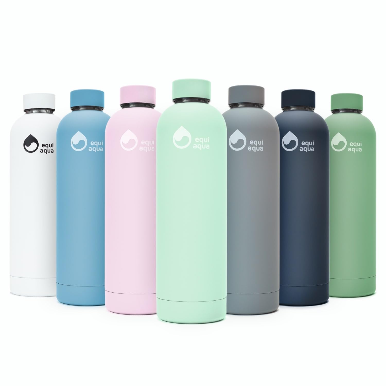 equi aqua Stainless Steel Water Bottles - 25 oz, Double Wall Vaccuum Insulated Water Bottle, Hot and Cold Leak Proof Metal Water Bottles for Sports, Gym, Camping (refreshing light green)