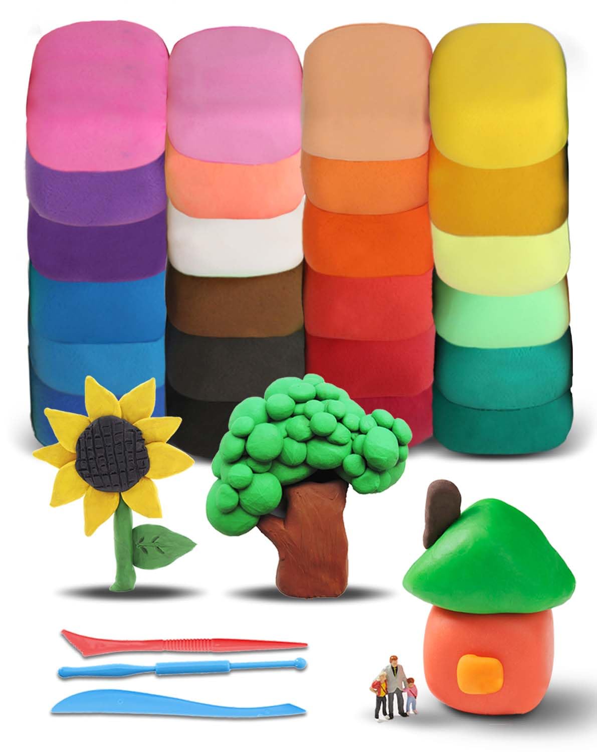 Air Dry Clay Magic Clay 24 Colors, VANJETO Modeling Clay for Kids with Tools, Soft & Ultra Light, Toys Gifts for Age 3+ Years Old Boys Girls Kids