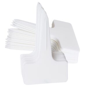 hoveox 200pcs plastic plant tags, t-type markers nursery garden labels stakes for gardening green house humidity dome orchard botanical garden (white)