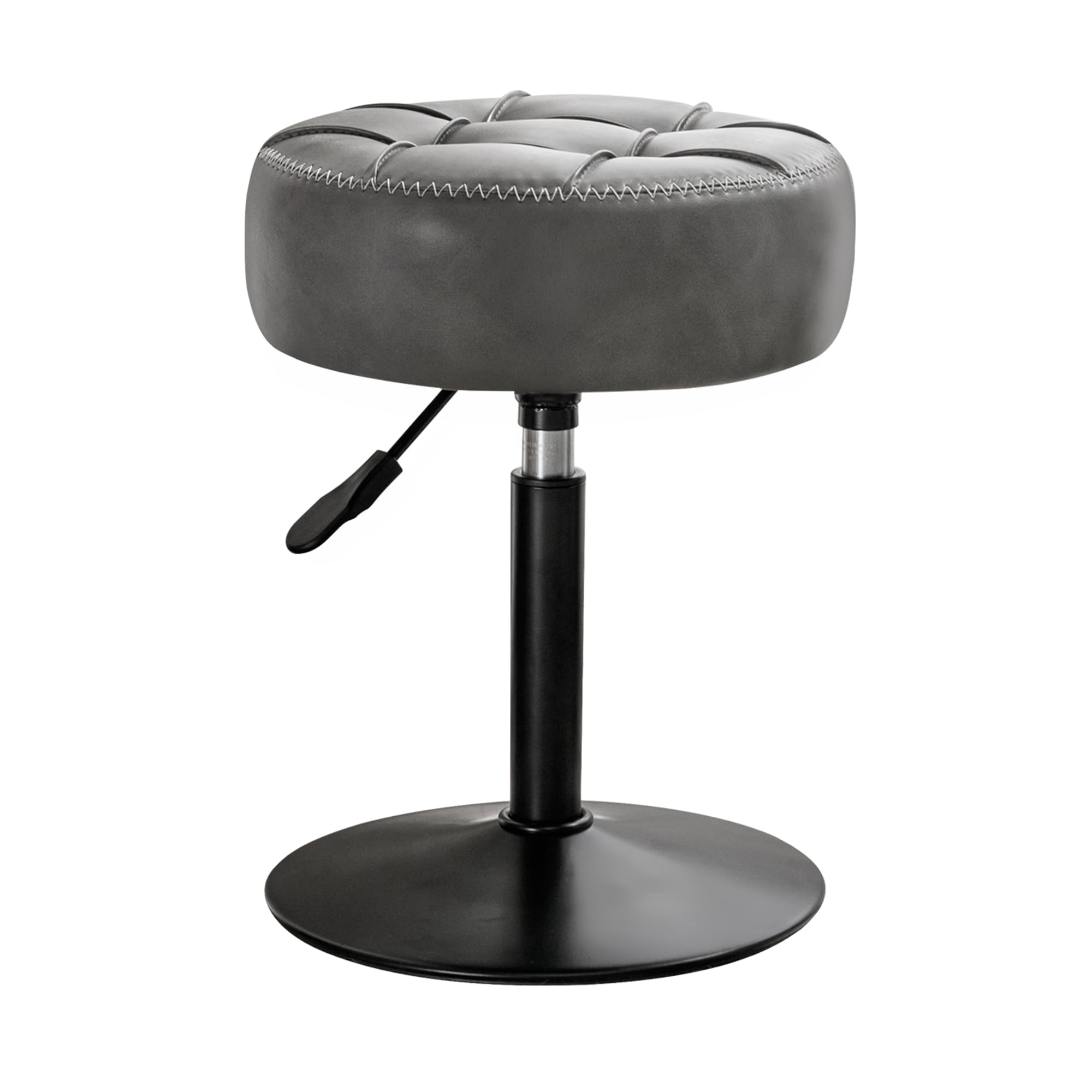 LUE BONA Adjustable Vanity Stool, 360°Swivel Vanity Chair Stool for Makeup Room, Grey Stool Chair for Vanity, Small Faux Leather Vanity Stool for Bathroom, Living Room