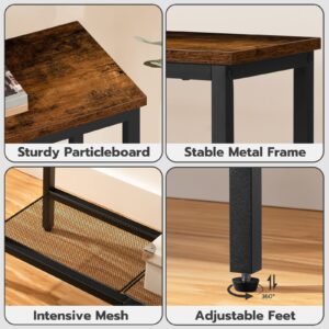 HOOBRO 2 Pack 29.5 Inches Narrow Console Table, Small Sofa Table, Entryway Table with Shelves, Side Table, Display Table, for Hallway, Bedroom, Foyer, Living Room, Rustic Brown and Black