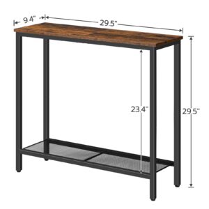 HOOBRO 2 Pack 29.5 Inches Narrow Console Table, Small Sofa Table, Entryway Table with Shelves, Side Table, Display Table, for Hallway, Bedroom, Foyer, Living Room, Rustic Brown and Black