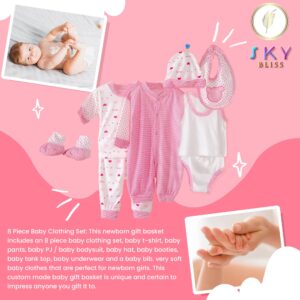 Sky Bliss 20 Piece Baby Gift Set (Pink), Newborn Baby Gift Set, Baby Clothes, Teddy Bear, Pacifier, Baby Grooming kit, Gifts for a New Baby Girl, Baby Girl Newborn Essentials