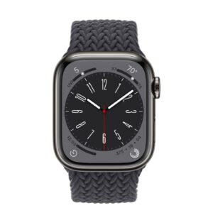 Apple Watch Series 8 (GPS + Cellular, 41MM) - Graphite Stainless Steel Case with Midnight Braided Solo Loop (Renewed)