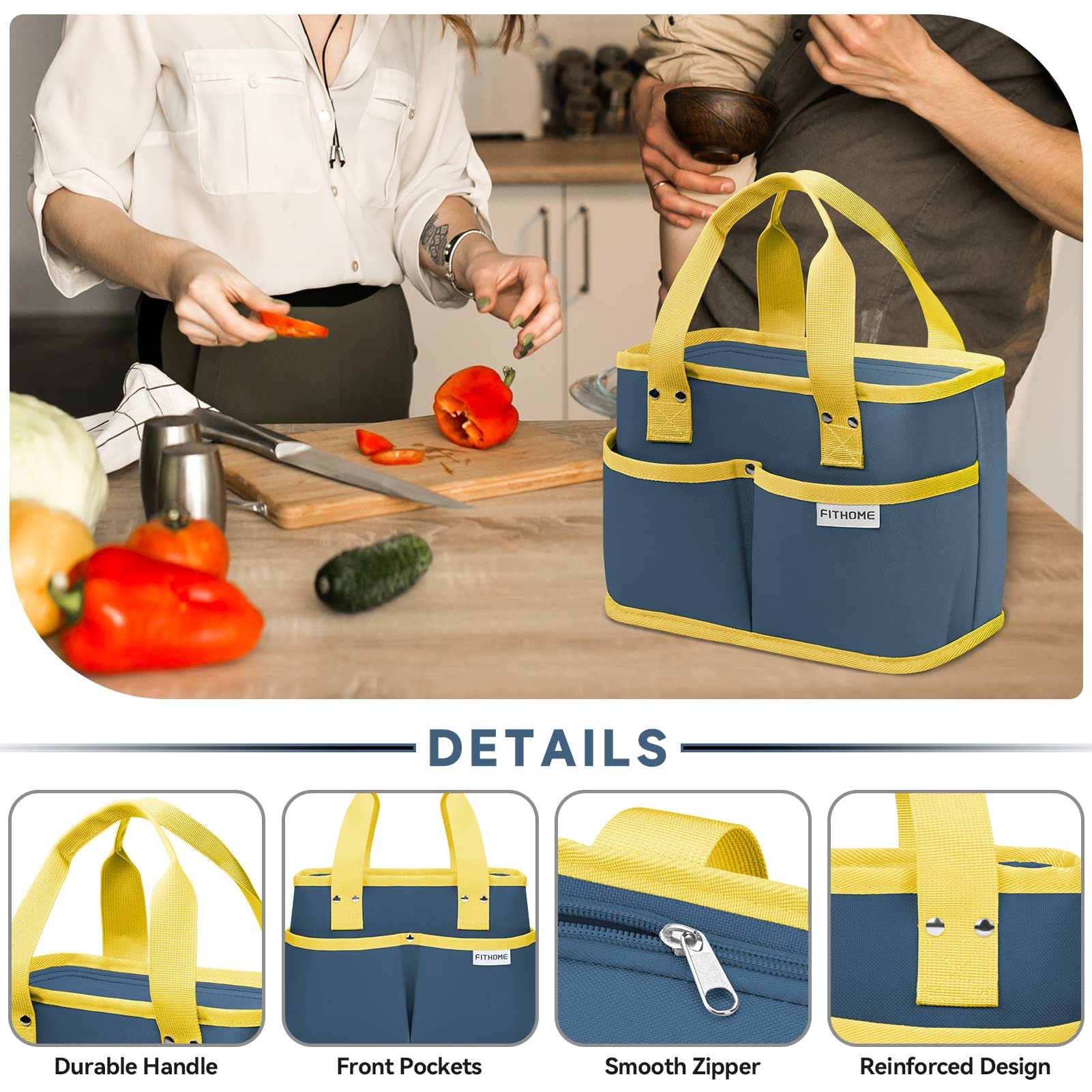 FITHOME Small Lunch Bag for Women & Men, Reusable Insulated Lunch Cooler Tote Bags, Leakproof Thermal Lunch Bag, Adult Lunch Bag for Work