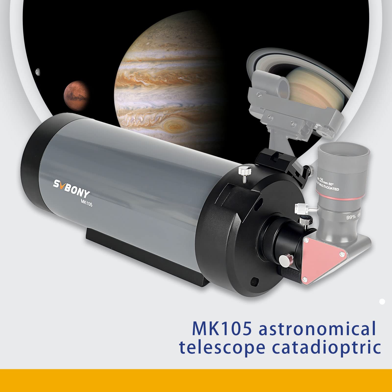 SVBONY MK105 Telescope, 105mm Aperture Maksutov Cassegrain OTA, Dielectric Coatings Catadioptric Telescope, for Planetary Visual and Photography with 160mm Dovetail Plate