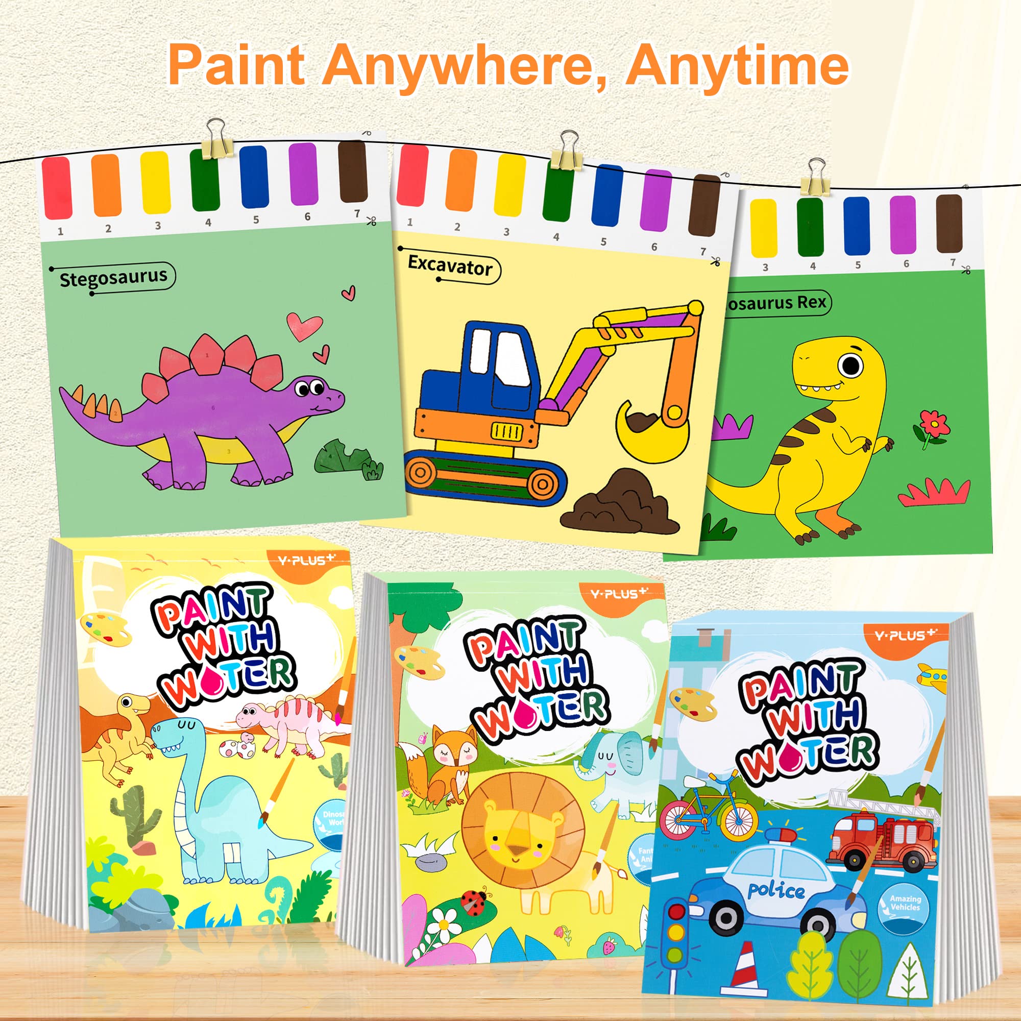 YPLUS Paint with Water Books for Toddlers, Watercolor Painting Paper for Kids Ages 1-3, 2-4, Art Craft Gift for Drawing with Brush, Animals