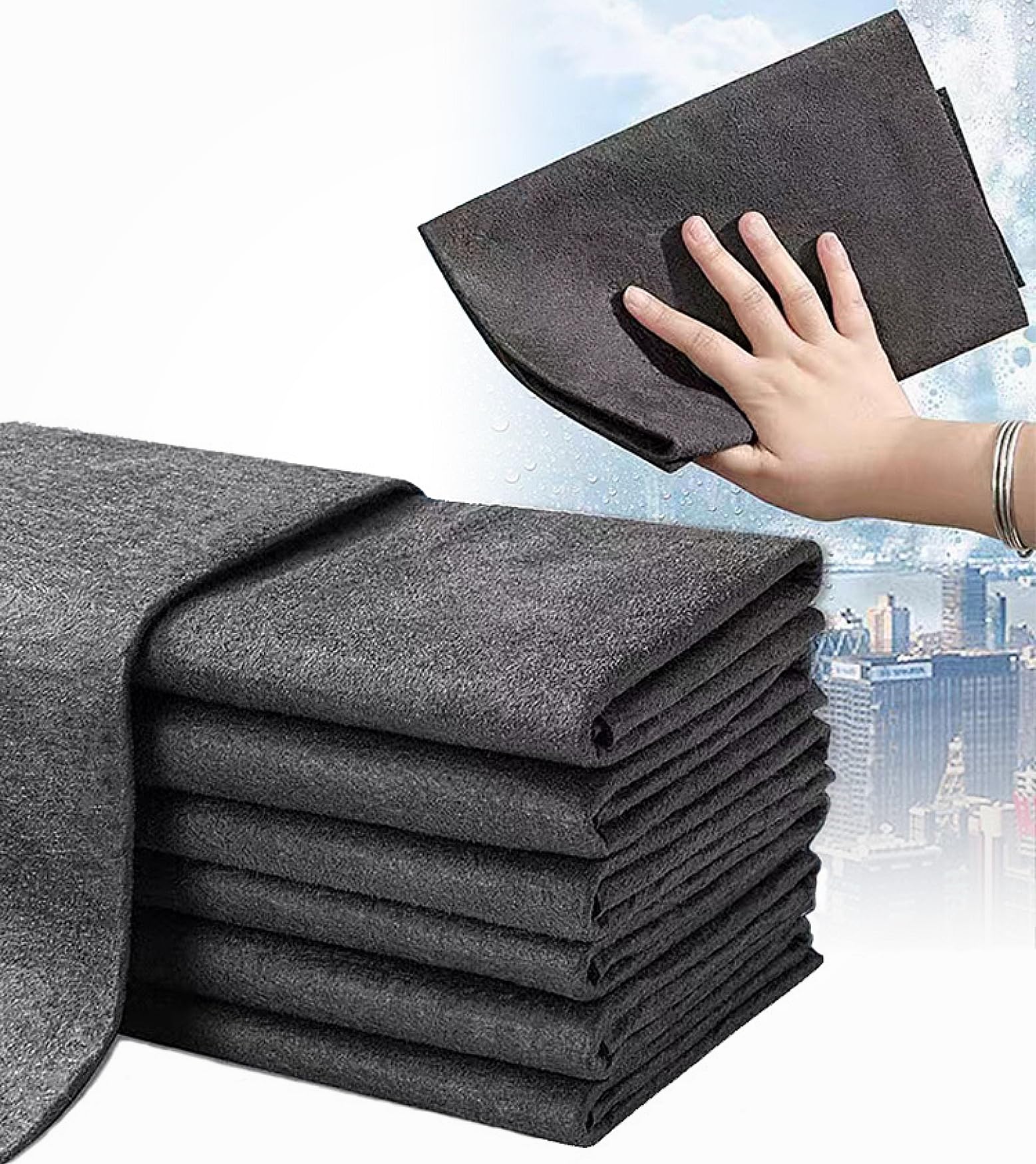 5pcs Thickened Magic Cleaning Cloth, Microfiber Magic Streak Free Miracle Cleaning Cloth, Reusable Glass Microfiber Cleaning Rag, All-Purpose Microfiber Towels for Kitchens, Glass, Cars 40*30