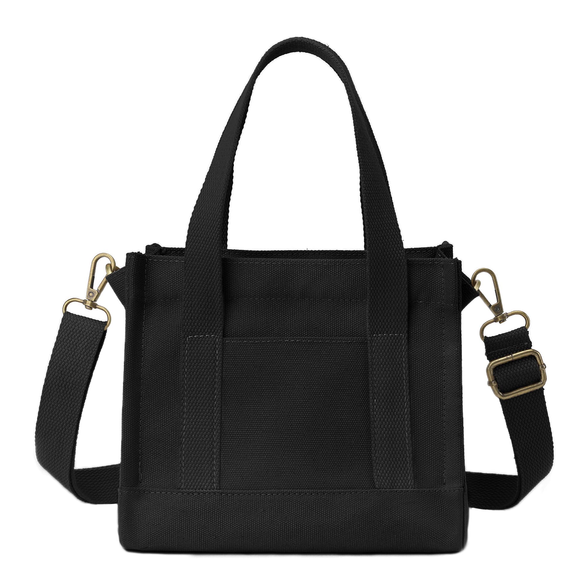 Canvas Tote Bag for Women Stylish Crossbody Handbag Casual Hobo Bag Top Handle Satchel with Credit Card Slots (Black)